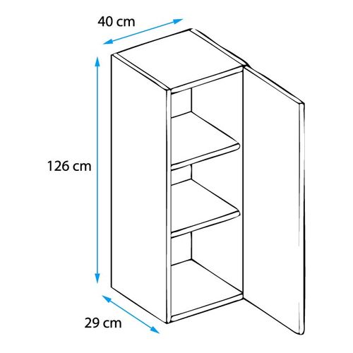 Vitrine Suspendue Pour Salon Salle à Manger En Noir Avec LED 40x29x126cm Nora V2