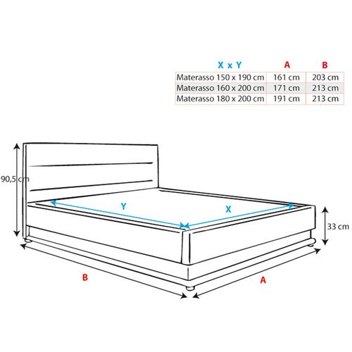 Lit Double Avec Coffre 160x200cm En Noir Avec LED Nitas