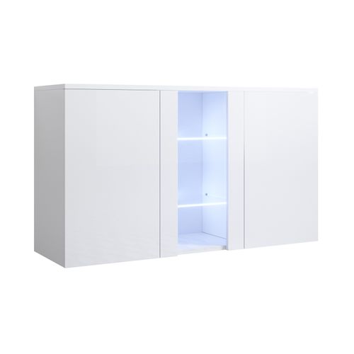 Bahut Buffet Pour Salon Salle à Manger En Blanc Avec LED 120x40x70cm Luke A1