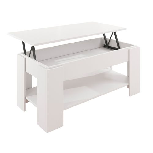 Table Basse Relevable Pour Salon Salle à Manger En Blanc 100x50x43,5cm Nicoleta