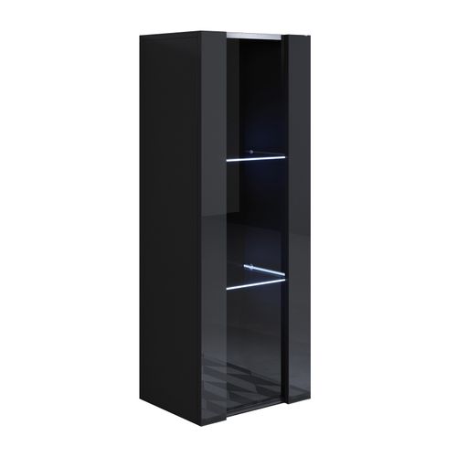 Vitrine Pour Salon Salle à Manger En Noir Avec LED 40x29x126cm Luke V2