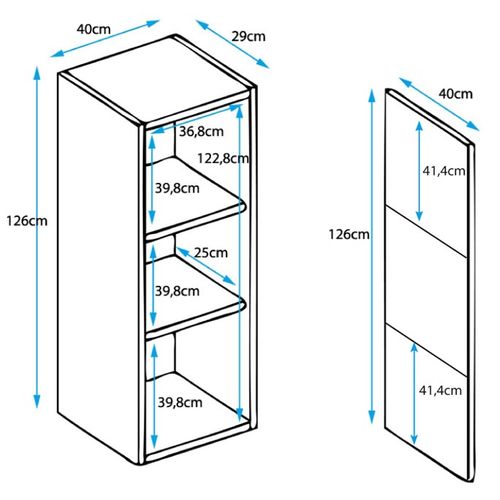 Vitrine Pour Salon Salle à Manger En Noir Avec LED 40x29x126cm Luke V3
