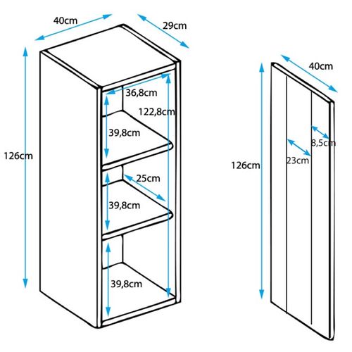 Vitrine Pour Salon Salle à Manger En Noir Et Blanc Avec LED 40x29x126cm Luke V2
