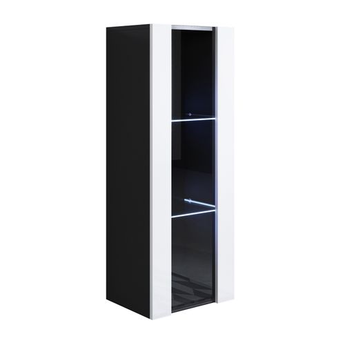 Vitrine Pour Salon Salle à Manger En Noir Et Blanc Avec LED 40x29x126cm Luke V2