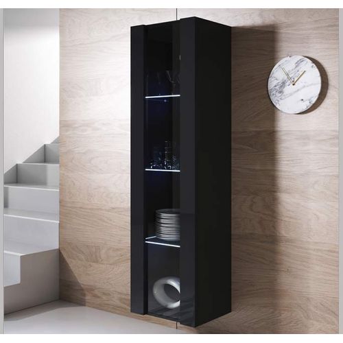 Vitrine Pour Salon Salle à Manger En Noir Avec LED 40x29x165cm Luke V5