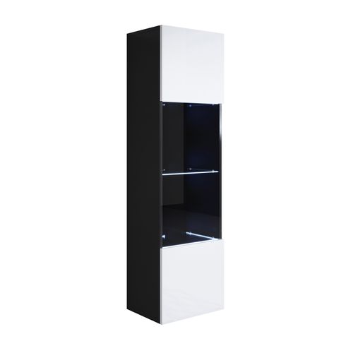Vitrine Pour Salon Salle à Manger En Noir Et Blanc Avec LED 40x29x165cm Luke V6