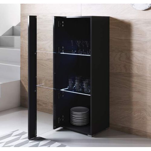 Vitrine Pour Salon Salle à Manger En Noir Avec LED 40x29x128cm Luke V2
