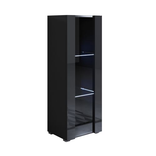 Vitrine Pour Salon Salle à Manger En Noir Avec LED 40x29x128cm Luke V2