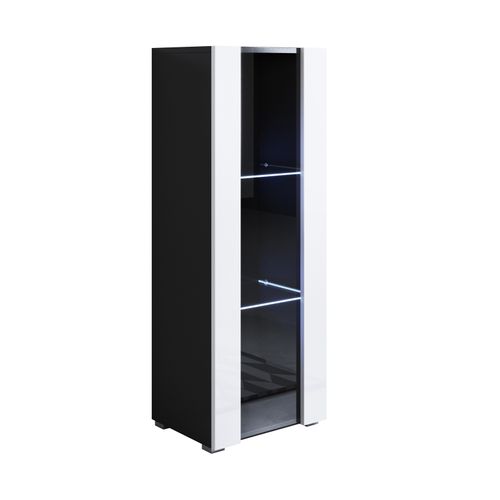 Vitrine Pour Salon Salle à Manger En Noir Et Blanc Avec LED 40x29x128cm Luke V2