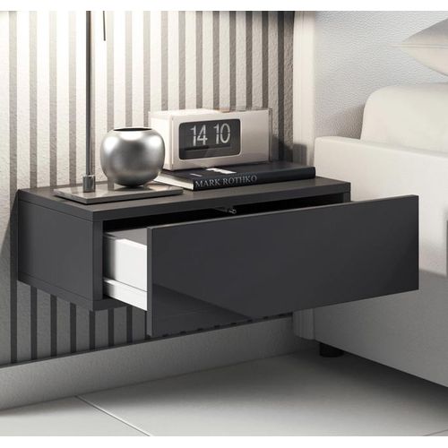 Table De Chevet Pour Chambre à Coucher En Noir 46x34x15cm Europa