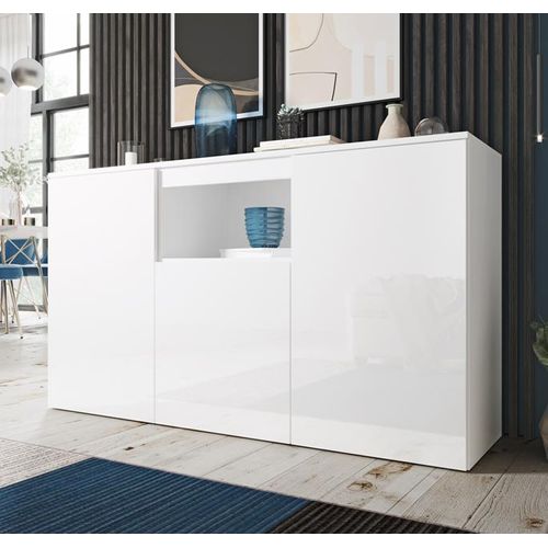 Bahut Buffet Pour Salon Salle à Manger En Blanc 140x40x80cm Nevada