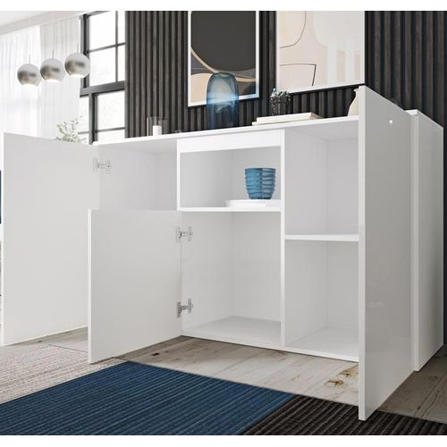 Bahut Buffet Pour Salon Salle à Manger En Blanc 140x40x80cm Nevada