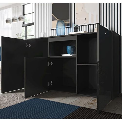 Buffet Pour Salon Salle à Manger 140x40x80cm Nevada - Noir