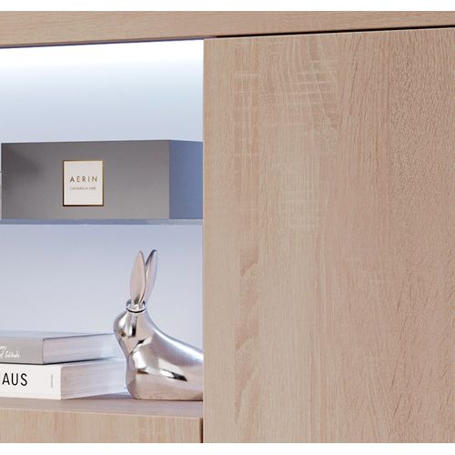 Bahut Buffet Pour Salon Salle à Manger En Sonoma Avec LED 135x34x72cm Sefora