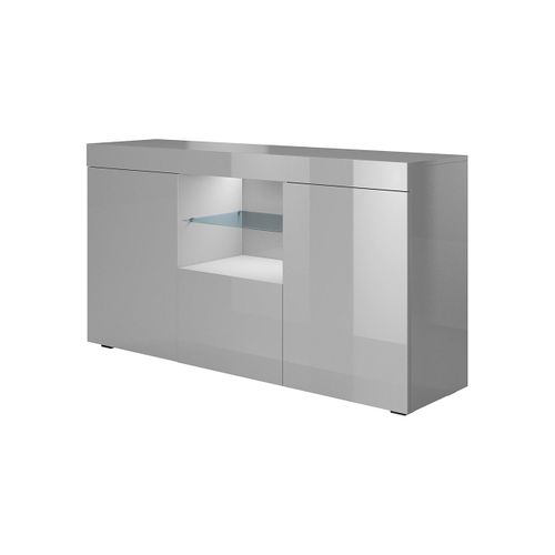 Bahut Buffet Pour Salon Salle à Manger En Gris Avec LED 135x34x72cm Sefora