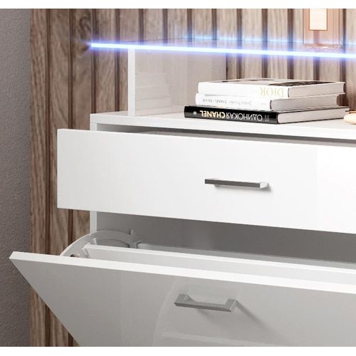 Ensemble D'entrée Pour Hall D'entrée Couloir En Blanc Avec LED 105x24x89cm Paola