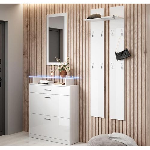 Ensemble D'entrée Pour Hall D'entrée Couloir En Blanc Avec LED 105x24x89cm Paola