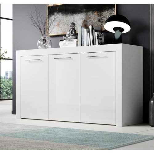 Bahut Buffet Pour Salon Salle à Manger En Blanc 144x42x80cm Nelia