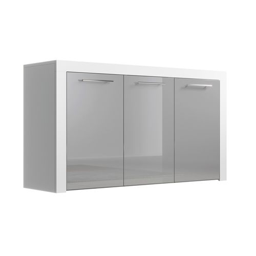Bahut Buffet Pour Salon Salle à Manger En Blanc Et Gris 144x42x80cm Nelia