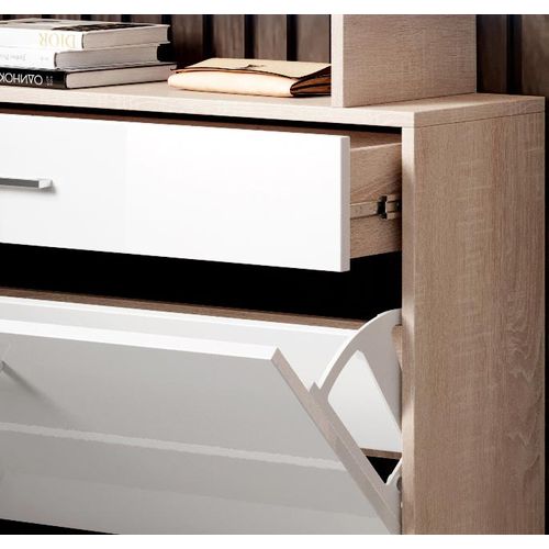 Ensemble D'entrée En Sonoma Et Blanc Avec LED 105x24x89cm Paola