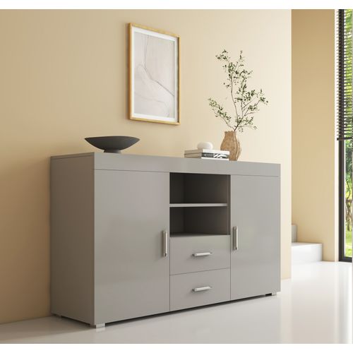 Bahut Buffet Pour Salon Salle à Manger En Gris 140x40x80cm Roque