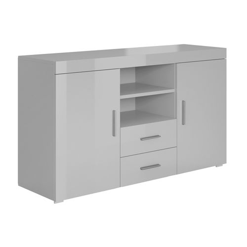 Bahut Buffet Pour Salon Salle à Manger En Gris 140x40x80cm Roque