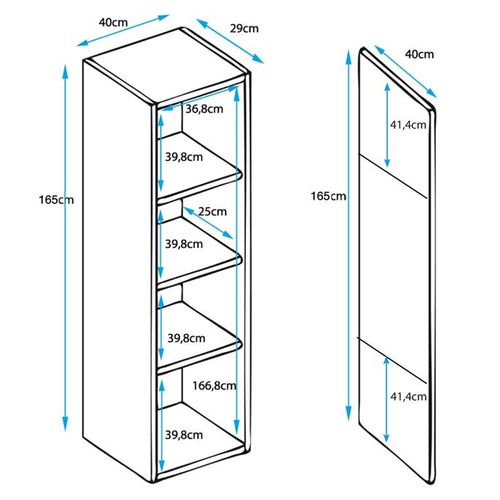 Vitrine Pour Salon Salle à Manger En Sonoma Et Blanc Avec LED 40x29x167cm Luke V6