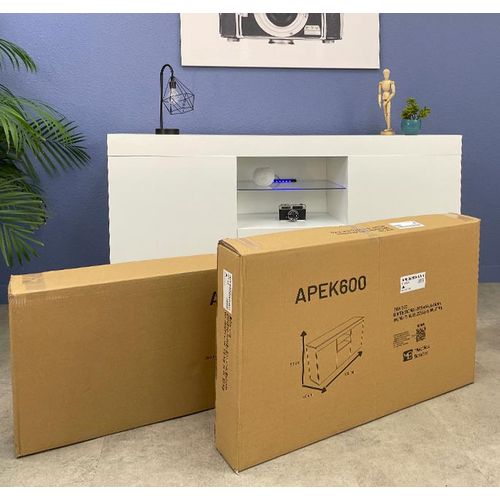 Bahut Buffet Pour Salon Salle à Manger En Noir Avec LED 150x40x80cm Natolia