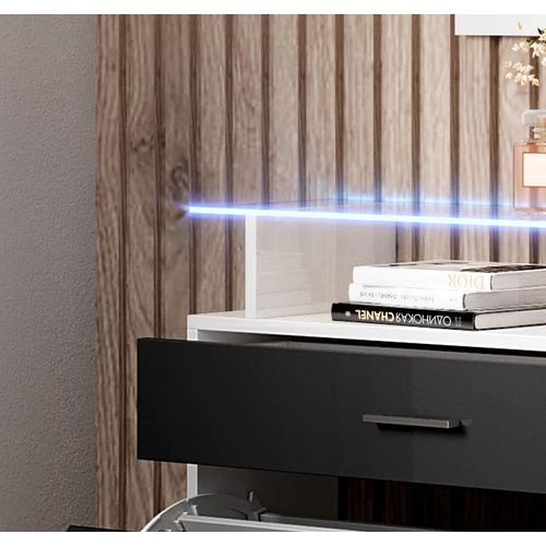 Ensemble D'entrée Pour Hall D'entrée Couloir En Blanc Et Noir Avec LED 105x24x89cm Paola