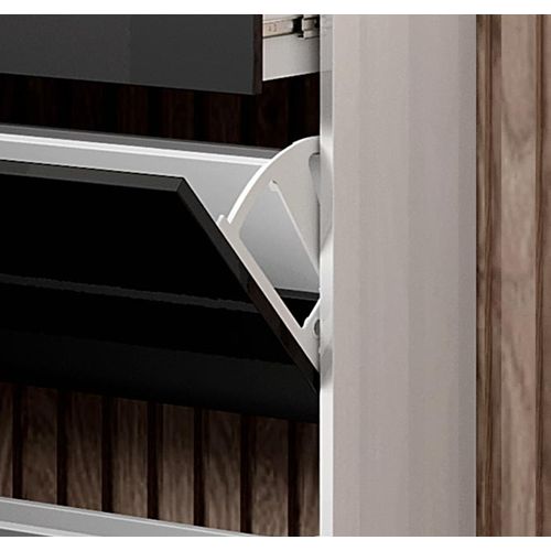 Ensemble D'entrée Pour Hall D'entrée Couloir En Blanc Et Noir Avec LED 105x24x89cm Paola