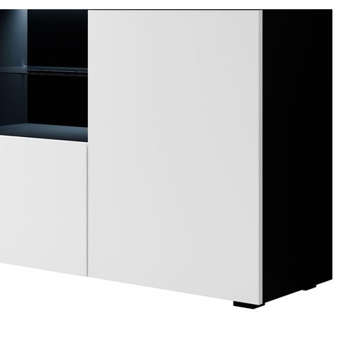 Bahut Buffet Pour Salon Salle à Manger En Blanc Et Noir Avec LED 150x40x80cm Natolia