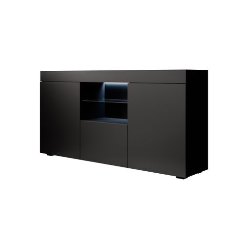 Bahut Buffet Pour Salon Salle à Manger En Noir Avec LED 135x34x73cm Sefora