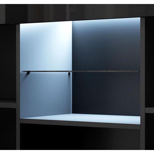 Bahut Buffet Pour Salon Salle à Manger En Noir Avec LED 135x34x73cm Sefora