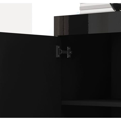 Bahut Buffet Pour Salon Salle à Manger En Noir Avec LED 135x34x73cm Sefora
