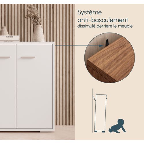 Bahut Buffet Bas Pour Salon Salle à Manger En Blanc 60x30x71cm Lander L2