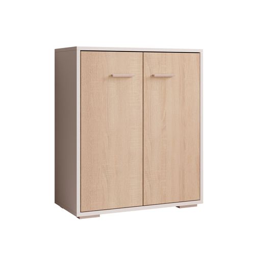 Bahut Buffet Bas Pour Salon Salle à Manger En Blanc Et Sonoma 60x30x71cm Lander L2