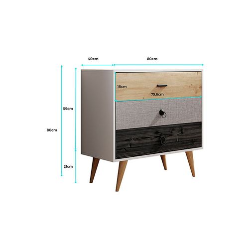 Commode Pour Chambre à Coucher En Multicolore 80x39,5x78,8cm Leticia