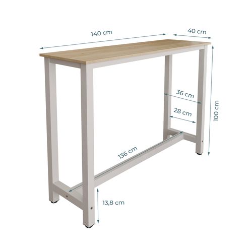 Table Haute Pour Cuisine Salle à Manger En Blanc Et Sonoma 140x100x40cm Ani