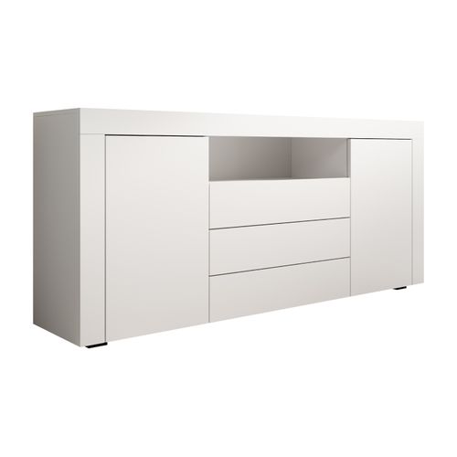 Bahut Buffet Pour Salon Salle à Manger En Blanc 160x35x72cm Yanis