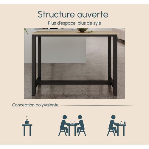 Table Haute Pour Cuisine Salle à Manger En Noir Et Sonoma 140x40x100cm Ani
