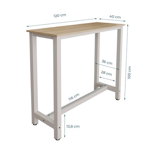 Table Haute Pour Cuisine Salle à Manger En Blanc Et Sonoma 120x40x100cm Ani