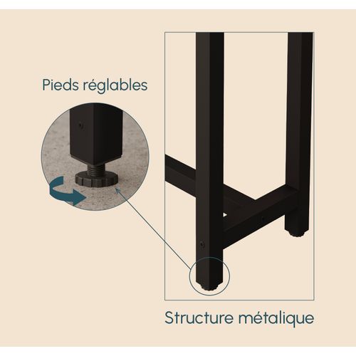 Table Haute Pour Cuisine Salle à Manger En Noir Et Sonoma 120x40x100cm Ani