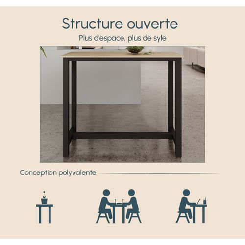 Table Haute Pour Cuisine Salle à Manger En Noir Et Sonoma 120x40x100cm Ani