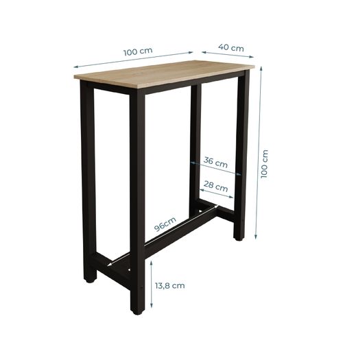 Table Haute Pour Cuisine Salle à Manger En Noir Et Sonoma 100x40x100cm Ani