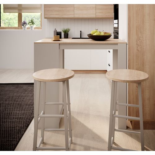 Table Haute Avec 2 Tabourets En Blanc Et Sonoma 110x50x103cm Kyra