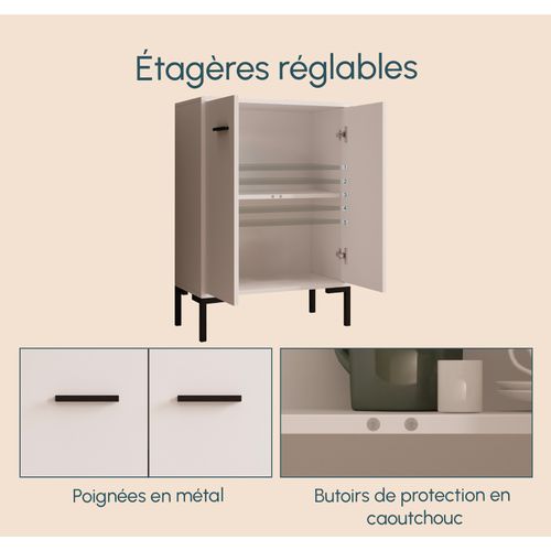 Bahut Buffet Bas Pour Salon Salle à Manger En Blanc 60x30x84cm Lander L15