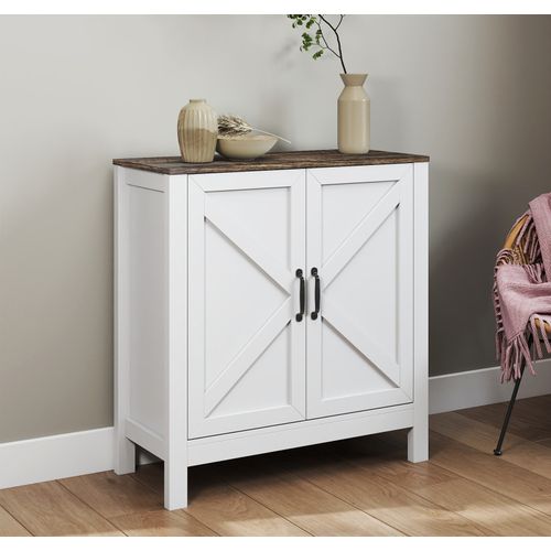 Buffet Rustic 80x35x85cm Olivia - Blanc Et Chêne