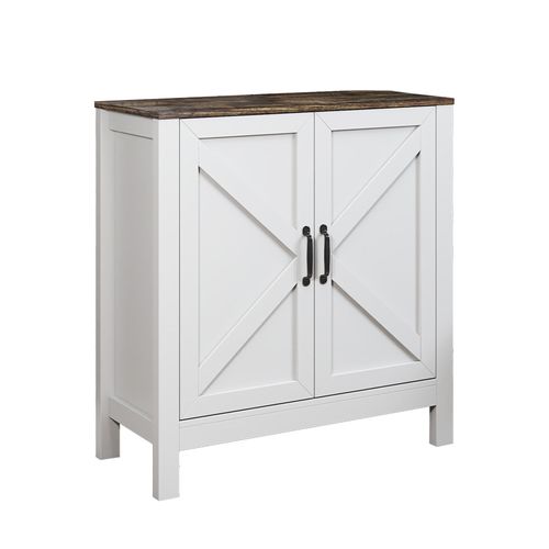 Buffet Rustic 80x35x85cm Olivia - Blanc Et Chêne