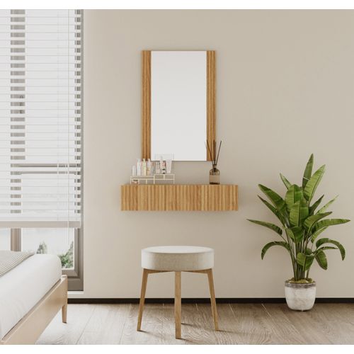 Coiffeuse Pour Chambre à Coucher En Couleur Chêne Alba 80x42x97cm Velia