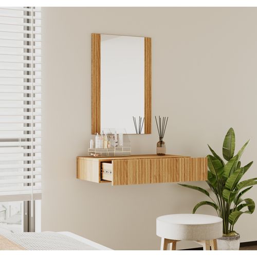 Coiffeuse Pour Chambre à Coucher En Couleur Chêne Alba 80x42x97cm Velia